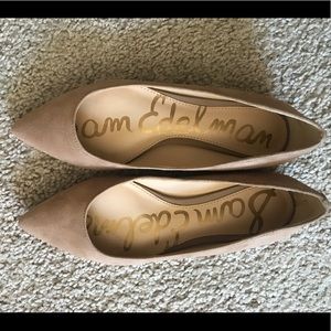 Sam Edelman Rae Pointed Toe Suede Flats Beige